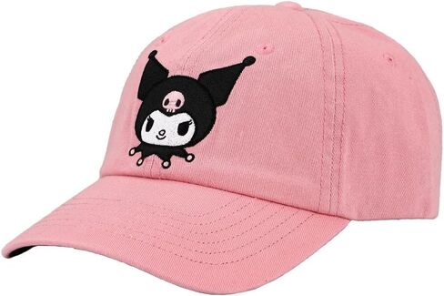 Bioworld Kuromi Embroidered Pink Cotton Twill Dad Hat in Saudi Arabia