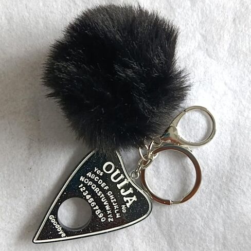 Ouija Board Keyring with Pompom Ball for Women Girls, Glittering Ouija Board Key Chains for Car Keys Handbag Jewelry in Saudi Arabia