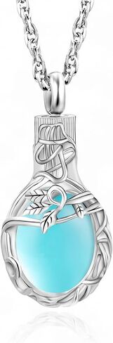 Tree of Life Urn Necklace for Ashes Teardrop Cremation Jewelry with Crystal Love Memorial Jewelry Ash Holder Birthstone Necklaces for Ashes Remembrance Funeral Pendant in Saudi Arabia