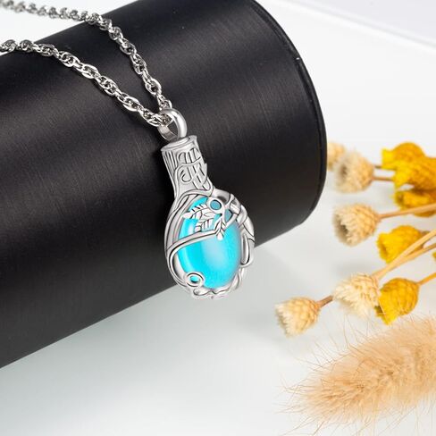 Tree of Life Urn Necklace for Ashes Teardrop Cremation Jewelry with Crystal Love Memorial Jewelry Ash Holder Birthstone Necklaces for Ashes Remembrance Funeral Pendant in Saudi Arabia