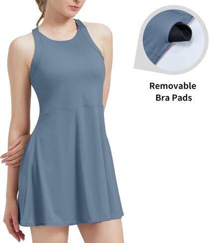 Women's Tennis Dress Built-in Bra & Shorts Athletic Dress Workout Golf Dress with Pockets for Women in Saudi Arabia