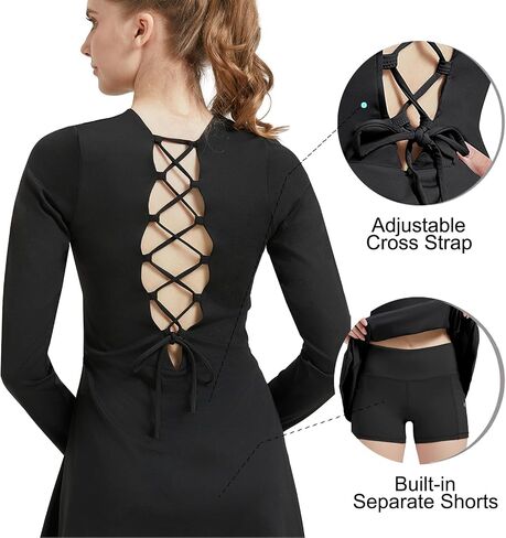 Women's Tennis Dress Built-in Bra & Shorts Athletic Dress Workout Golf Dress with Pockets for Women in Saudi Arabia