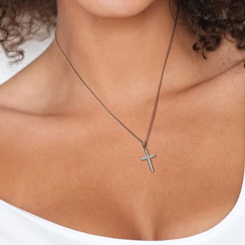 DIAMONLITE Moissanite Diamond Pendant Necklace for Women, 18K Gold Plated 925 Sterling Silver Cross or Heart Necklace for Women, Brilliant Cut D Color VVS1 Clarity Lab Created Diamond, Gifts for Women Her Wife Girlfriend Mom, 18"+2" Extender in Saudi Arabia