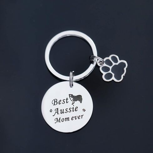 VALAFO Australian Shepherd Gift Ideas for Women Girls Keyring Aussie Mom Mini Aussie Keychain, Stainless Steel, stainless steel in Kuwait