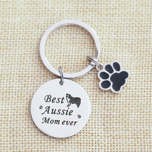 VALAFO Australian Shepherd Gift Ideas for Women Girls Keyring Aussie Mom Mini Aussie Keychain, Stainless Steel, stainless steel in Kuwait