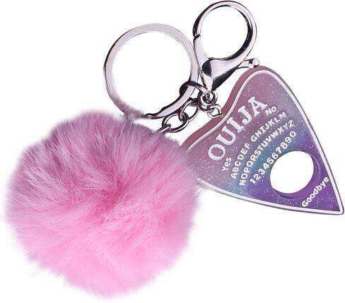 Ouija Board Keyring with Pompom Ball for Women Girls, Glittering Ouija Board Key Chains for Car Keys Handbag Jewelry in Saudi Arabia
