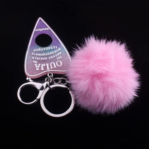 Ouija Board Keyring with Pompom Ball for Women Girls, Glittering Ouija Board Key Chains for Car Keys Handbag Jewelry in Saudi Arabia