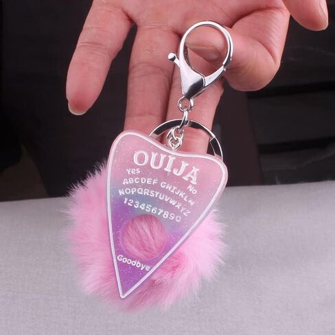 Ouija Board Keyring with Pompom Ball for Women Girls, Glittering Ouija Board Key Chains for Car Keys Handbag Jewelry in Saudi Arabia