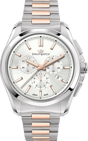 AMALFI 43MM CHRO W/SILVER DIAL BR SS+RG, Silver, Pink in Kuwait