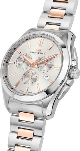 AMALFI 43MM CHRO W/SILVER DIAL BR SS+RG, Silver, Pink in Kuwait