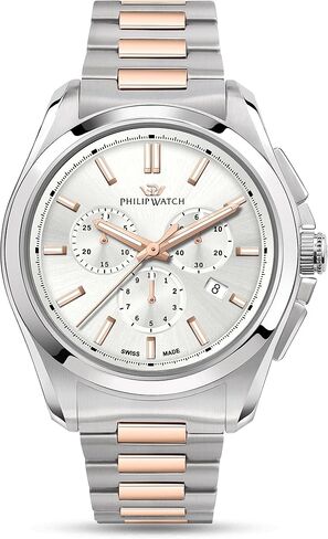 AMALFI 43MM CHRO W/SILVER DIAL BR SS+RG, Silver, Pink in Kuwait