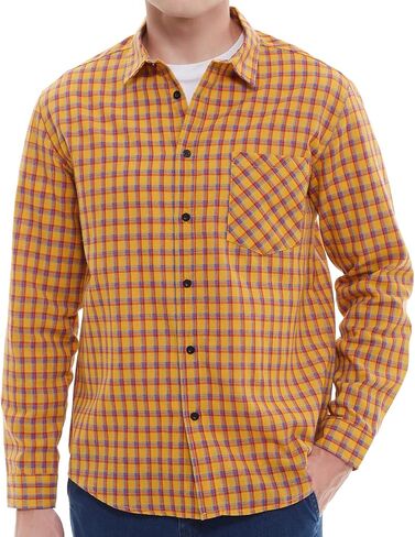 Men's Plaid Flannel Regular Fit Shirts Warm Button Down Long Sleeve Work Casual Shirt in Saudi Arabia