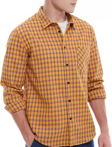 Men's Plaid Flannel Regular Fit Shirts Warm Button Down Long Sleeve Work Casual Shirt in Saudi Arabia