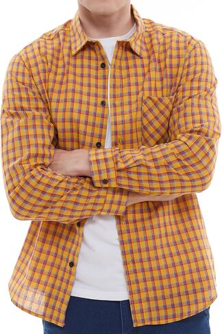 Men's Plaid Flannel Regular Fit Shirts Warm Button Down Long Sleeve Work Casual Shirt in Saudi Arabia