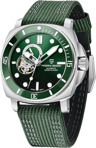 ساعات باجاني ديزاين الأوتوماتيكية للرجال اليابان NH39 هيكل عظمي ميكانيكي مقاوم للماء ساعة يد للرجال بنمط عسكري بحزام من النايلون in Kuwait