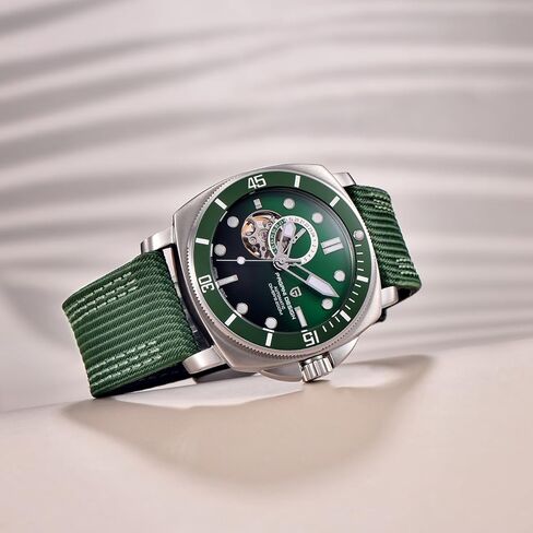 ساعات باجاني ديزاين الأوتوماتيكية للرجال اليابان NH39 هيكل عظمي ميكانيكي مقاوم للماء ساعة يد للرجال بنمط عسكري بحزام من النايلون in Kuwait