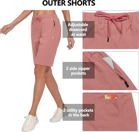 Little Donkey Andy Women's Lightweight Breathable Hiking Shorts, Quick-Dry Golf Shorts with Zipper Pockets, Air-Holes Tech in Saudi Arabia