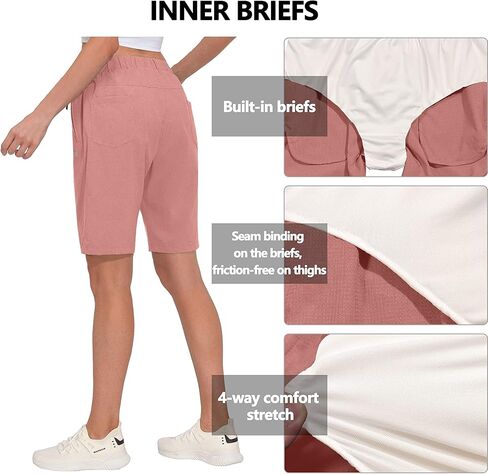 Little Donkey Andy Women's Lightweight Breathable Hiking Shorts, Quick-Dry Golf Shorts with Zipper Pockets, Air-Holes Tech in Saudi Arabia