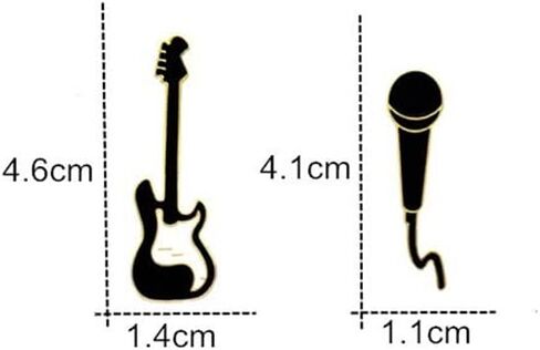 2 قطعة دبابيس مطلية بالمينا على شكل جيتار روك لطيف للميكروفون شارات موسيقى رائعة للحقيبة والملابس ودبابيس طية صدر السترة اكسسوارات هدايا مجوهرات، خليط معدني من الستيل، بدون احجار كريمة, سبيكة صلب, in Kuwait