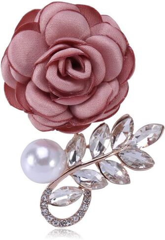 Ulricar Rose Flower Brooch Pins Fabric Pin Handmade for Women and Men Floral Bridal Wedding Christmas Party Valentine’s Day Wife Mom Gift, Pink, Metal, no gemstone in Kuwait