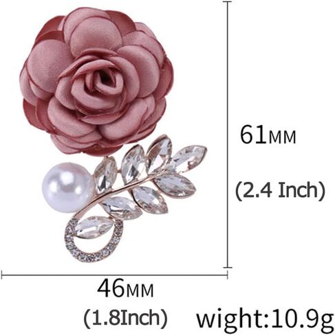 Ulricar Rose Flower Brooch Pins Fabric Pin Handmade for Women and Men Floral Bridal Wedding Christmas Party Valentine’s Day Wife Mom Gift, Pink, Metal, no gemstone in Kuwait