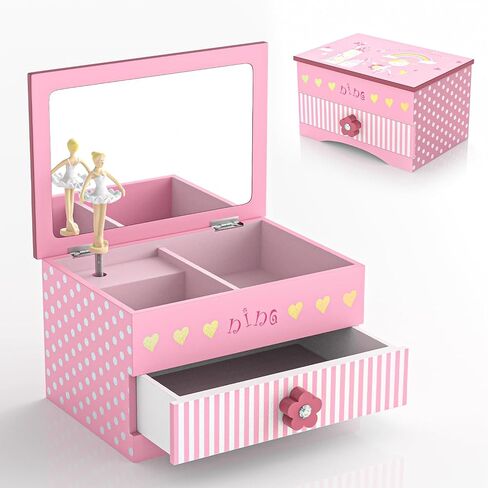 Ballerina Musical Jewelry Box with Ballet Girl - Princess Children's Dancing Gift for Little Girls Ages 4-6 & 6-8 | Ideal for Christmas, Thanksgiving, Birthdays | Rainbow Music Boxes for Kids in Saudi Arabia