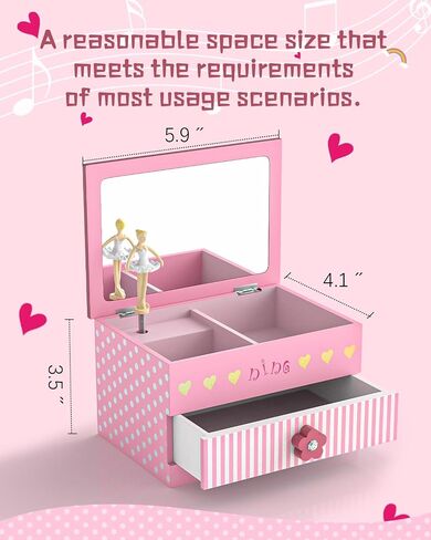 Ballerina Musical Jewelry Box with Ballet Girl - Princess Children's Dancing Gift for Little Girls Ages 4-6 & 6-8 | Ideal for Christmas, Thanksgiving, Birthdays | Rainbow Music Boxes for Kids in Saudi Arabia