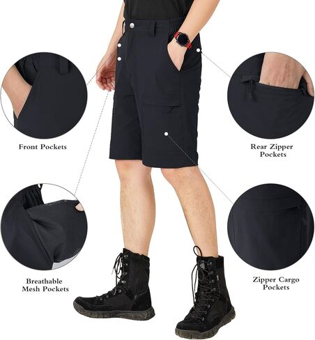 Men's Outdoor Ripstop Cargo Shorts Golf Quick Dry Hiking Fishing Tactical Work Shorts with Pockets in Kuwait