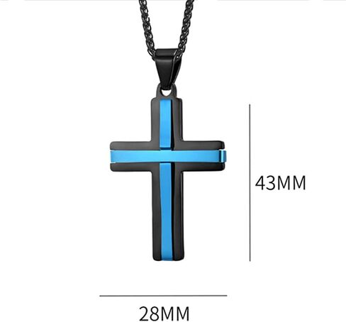 JO WISDOM Cross Necklace 316L Stainless Steel Titanium Steel Cross Crucifix Pendant Religious Jewelry for Men and Women with 24 Inch Pearl Chain 3 MM in Saudi Arabia