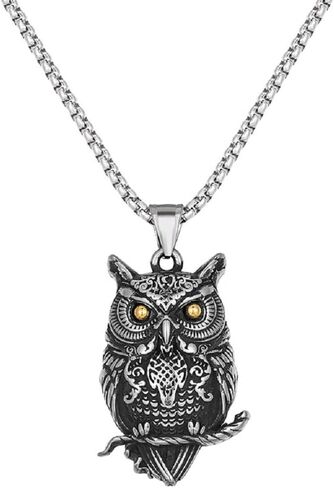 قلادة على شكل بومة للرجال، قلادة على شكل فروع البومة والبانك روك وبومة الطيور، قلادة بدلاية على شكل رأس بومة فايكنغ، قلادة للرجال بتصميم الهيب هوب على شكل بومة، مجوهرات هدية عيد الاب, ستانلس ستيل, لا in Kuwait