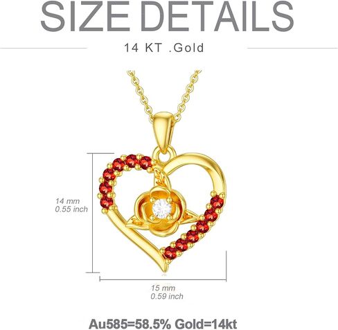sisgem 14k الذهب الصلب قلادة القلب مع العقيق الأحمر للنساء الفتيات، الذهب الأصفر الحب القلب قلادة قلادة مقلد العقيق مجوهرات هدايا لعيد ميلاد الأمهات 16 + 1 + 1 بوصة in Kuwait