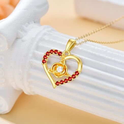 sisgem 14k الذهب الصلب قلادة القلب مع العقيق الأحمر للنساء الفتيات، الذهب الأصفر الحب القلب قلادة قلادة مقلد العقيق مجوهرات هدايا لعيد ميلاد الأمهات 16 + 1 + 1 بوصة in Kuwait
