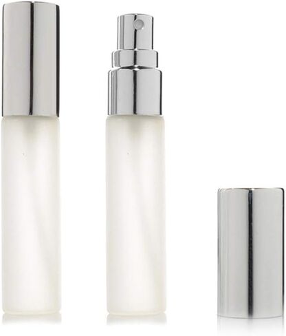 Enslz 6 pcs Frosted Fine Mist 10ml1/3oz Atomizer Glass Bottle Vial Spray Refillable Fragrance Perfume Empty Scent Bottle 2 pcs 3ML Free Pipette (10ml, Silver) in Saudi Arabia
