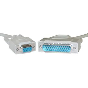 CableWholesale 1 feet Serial Cable, DB9 Female to DB25 Male, 28 AWG, 9 Conductor, Beige, RS-232 for Printer, Modems, Networks, UL Rated, DB9 Female to DB25 Male Serial RS232 Modem Cable