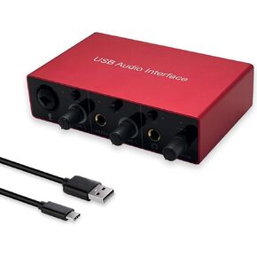 Y.D.F Audio Interface Audio Interface Mic Preamps with USB C Cable Adapter and 48V Phantom Power 24 Bit Support Smartphone, Tablet, PC and Other Equipment Recording（No DAW Recording Software Included）