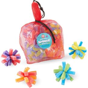 Chuckle & Roar - Reusable Sponge Balls - Eco-Friendly Water Balloon Alternative - Less Mess Family Outdoor Fun - Perfect for Preschool and Up! - Multicolor 40 Pack with Storage Bag