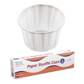 Dynarex Paper Medicine Cups - 1 oz Disposable Souffle Cups for Pills & Meds - Small Paper Cups with Tightly Rolled Edges, Box Pleats - For Hospitals, Patient Care, Home Use - Box of 250