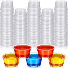 Gerrii 500 Count Plastic Disposable Portion Cups Without Lid Souffle Cups Condiment Cups Small Sauce Cups Clear Mini Plastic Containers for Portion Control Meal Sample Dressing(1 oz)