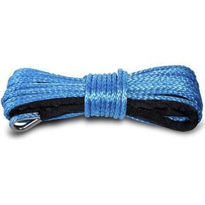 Synthetic Winch Rope 1/4" x 50' 7800 LBs 6 MM x 15 M with Sheath for atvs Winches ATV UTV SUV Truck Boat(Blue)