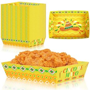 Geefuun 50Packs Christmas Paper Food Trays Decorations Disposable Serving Plates Holiday Party Supplies