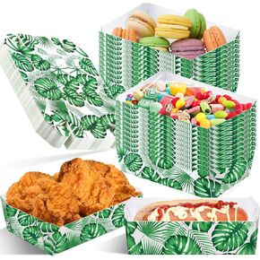 50 قطعة من ديكورات حفلات هاواي بوزن 1 رطل للاستعمال مرة واحدة، صينية طعام ورقية من أوراق النخيل Luau، حفلات استوائية، قوارب طعام ورقية للحفلات الصيفية، عطلة الشاطئ، سفاري الغابة، كرنفال، هدايا الحفلات (6.3 × 4.3 بوصة) in Kuwait