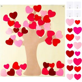 مجموعة شجرة الحب من WATINC لعيد الحب DIY مع 42 قطعة من الحلي القابلة للفصل على شكل قلب، زخارف معلقة على الحائط لعيد الذكرى السنوية السعيدة، هدية ممتعة لحفلات عيد الحب