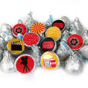 Movie Night Labels for Hershey's Kisses Chocolates by Adore By Nat - Cinema Candy Sticker Party Favors - Set of 240