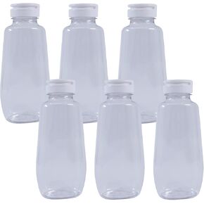 جرة صلصة/صلصة بلاستيكية بيضاوية واسعة الفم من ناتشورال فارمز مع غطاء علوي قابل للطي وبطانة إسفنجية للإغلاق - 6 عبوات - زجاجات ضغط سعة 12 أونصة in Kuwait