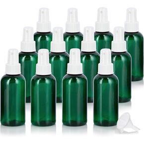 JUVITUS 4 oz Green Boston Round PET Plastic Bottles with Gold Lotion Pump (12 pack)