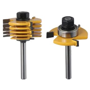 Urjumpea Split Milling Cutter 2pcs Carbon Steel Durable Disassembly T-Shaped Cutter Portable 1/4 Inch Shank Slot Cutter Router Bit Set