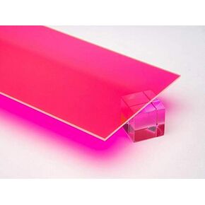 1/8" (0.118") Pink Neon Fluorescent Acrylic Plexiglass Sheet 12"x12" Cast 3mm Thick Nominal Size AZM