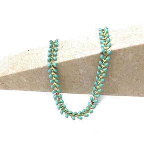Turquoise Anklet for Women, Dainty Ankle Bracelet, Delicate Summer Design, Mint Fishtail Enamel Chain