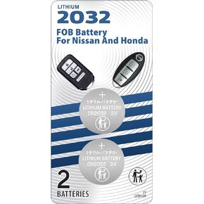 CR2032 Smart Remote Key FOB Battery OEM Replacement For Honda 2013-2022+ Nissan 2007-2022+ Accord Civic Odyssey CR-V HR-V Fit Altima Armada Kicks Maxima Murano Pathfinder Rogue Titan Compatible 2 Pack
