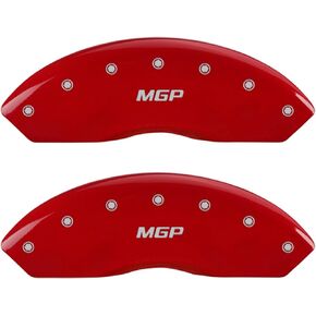 MGP Caliper Covers - Brake Caliper Covers 2007-20018 Jeep Wrangler (2018 JK Chassis) 2008-2012 Jeep Liberty - Front and Rear Set - Jeep Logo - Red